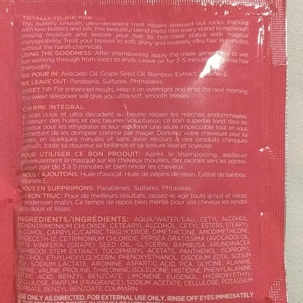 NWT hair mask